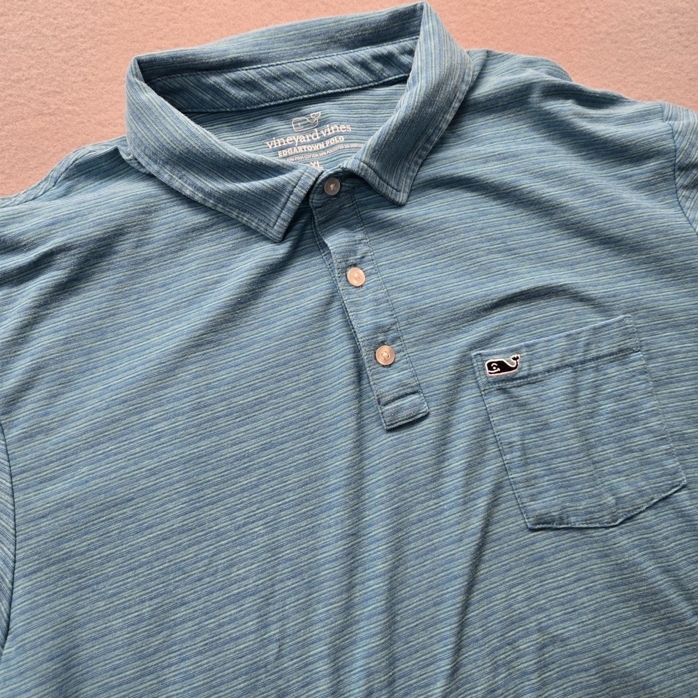 Vineyard Vines Edgartown Polo Shirt Men Size XL‎ Pocket Golf bluish Green Casual